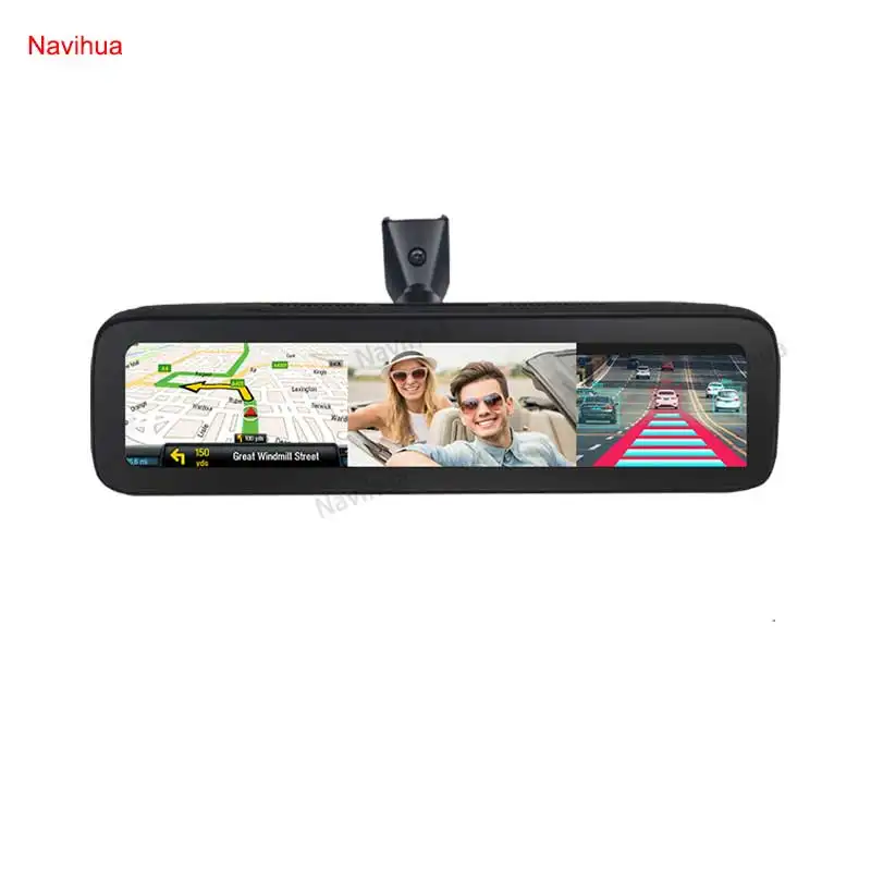 Navihua 12 "IPSタッチスクリーン4KGPSカービデオカメラドライビングレコーダーストリームメディアフロントリアビューミラーカメラカーブラックボックス