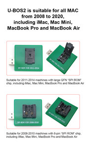 U-BOS2 программатор MacBook 2008-2020 удаляет блокировку EFI, блокировка микропрограммного обеспечения, блокировка PIN-кода данных T2/M1, чип ROM Write Recovery Custom OEM