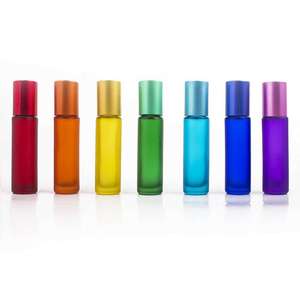 10ml Colorful Frosted Roll on Bottles Thick Glass Massage Roller Bottles Tube Vials Containers for Essential Oil and <strong>Perfumes</strong> - Product Image 2