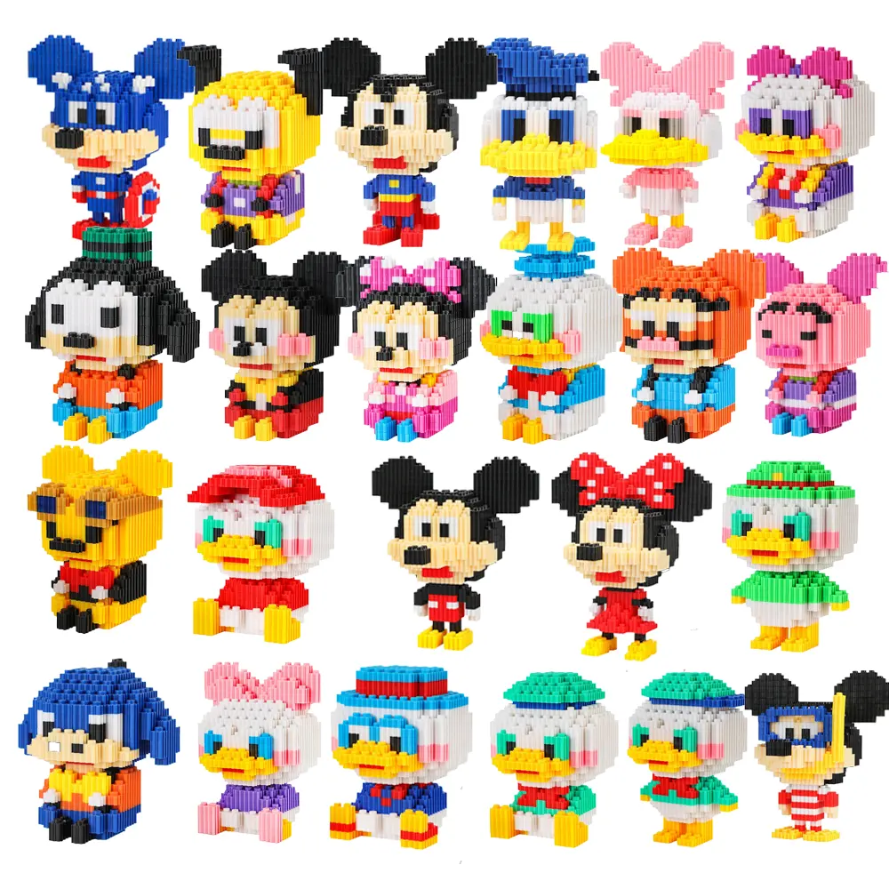 2024 ratón de dibujos animados Bob esponja Pato Donald dibujos animados Compatible con DIY montaje partícula Micro bloques de construcción niños Minifig juguete