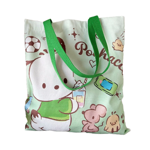 Venta caliente bolso de lona Unisex lindo dibujo animado gato y perro figura Kawaii estudiante Tutorial bolso de hombro hecho de poliéster - Product Image 1