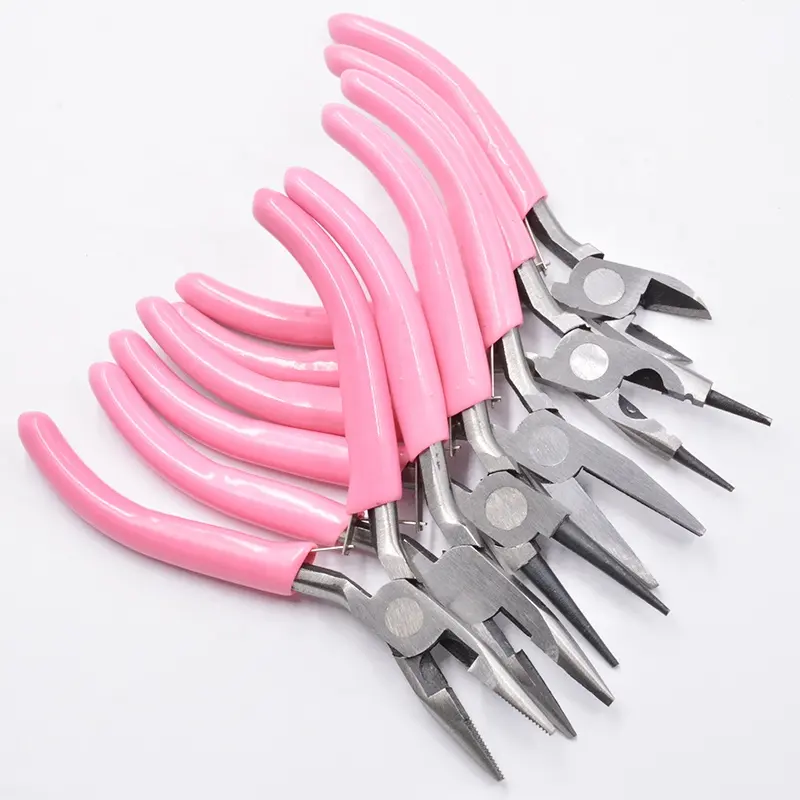 Jóias Alicate Pink Handle Anti slip Splicing e Fixação Jóias Alicate Ferramentas Equipamento Kit para jóias DIY Acessório alicate alicate