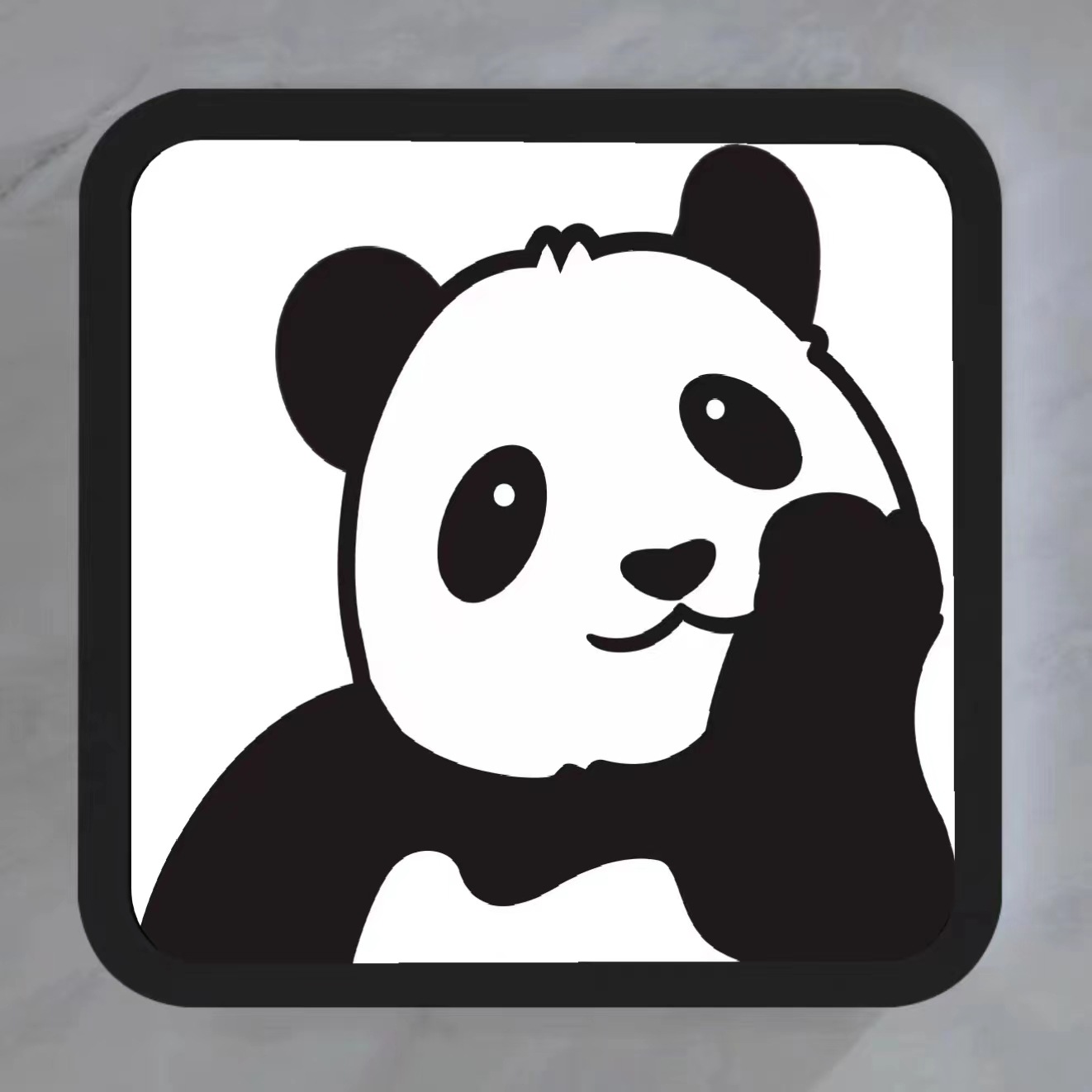 Panda enmarcado en negro