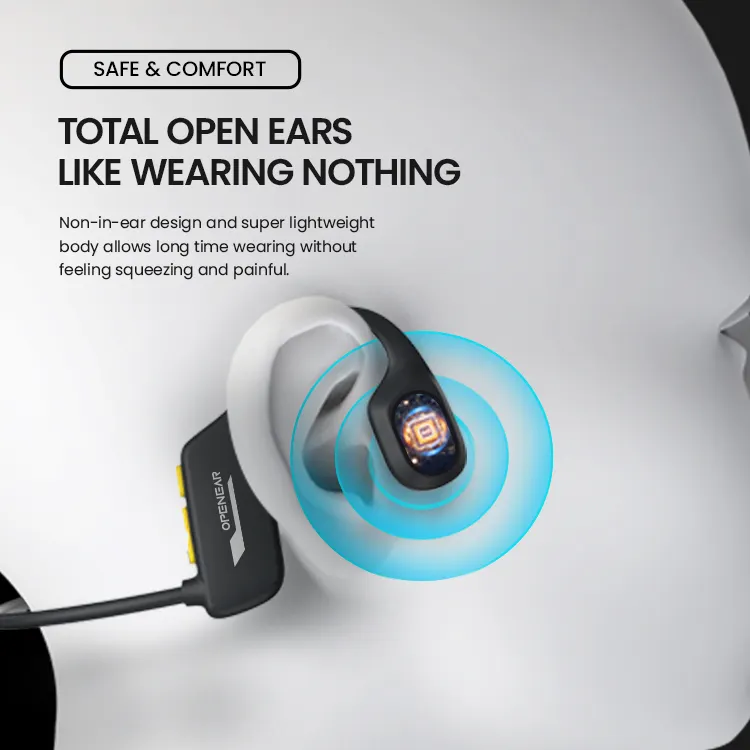 IP68 su geçirmez yüzme eğitim kulaklık kulaklık Bluetooth kablosuz kemik iletim kulaklık 8GB bellek ile Mp3