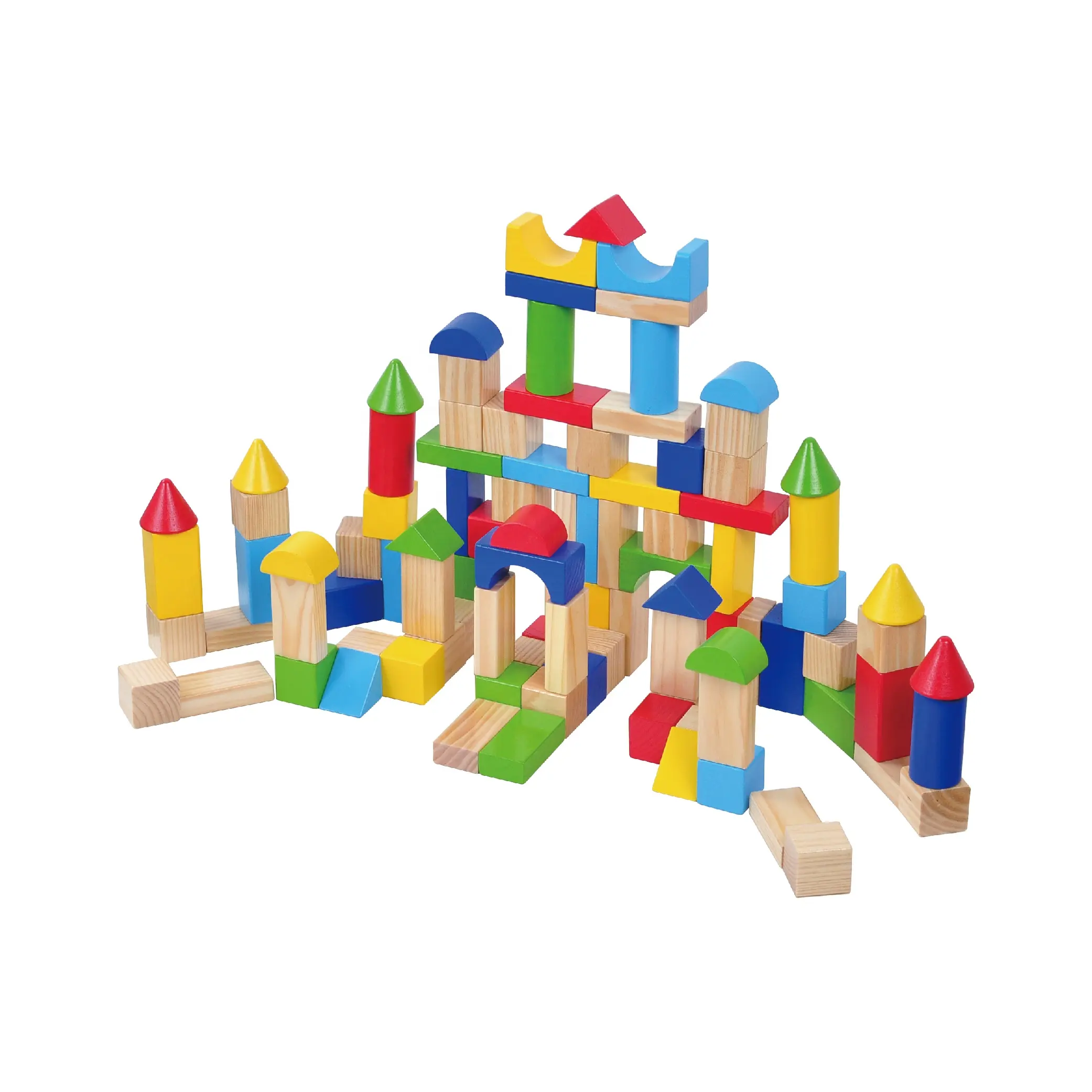 City Brinquedos De Crianca บล็อกตัวต่อไม้สำหรับเด็ก,บล็อกสร้างของเล่นไม้ปี100จำนวน30ชิ้น50ชิ้น80ชิ้น