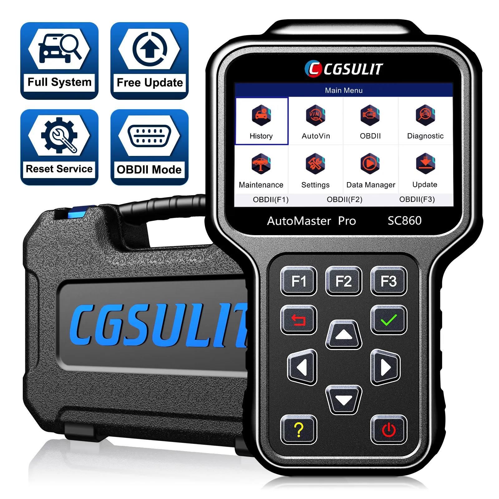 CGSULIT SC880 Alat Pemindai Diagnosis Otomotif, Alat Pemindai OBD II Sistem Lengkap untuk Semua Mobil