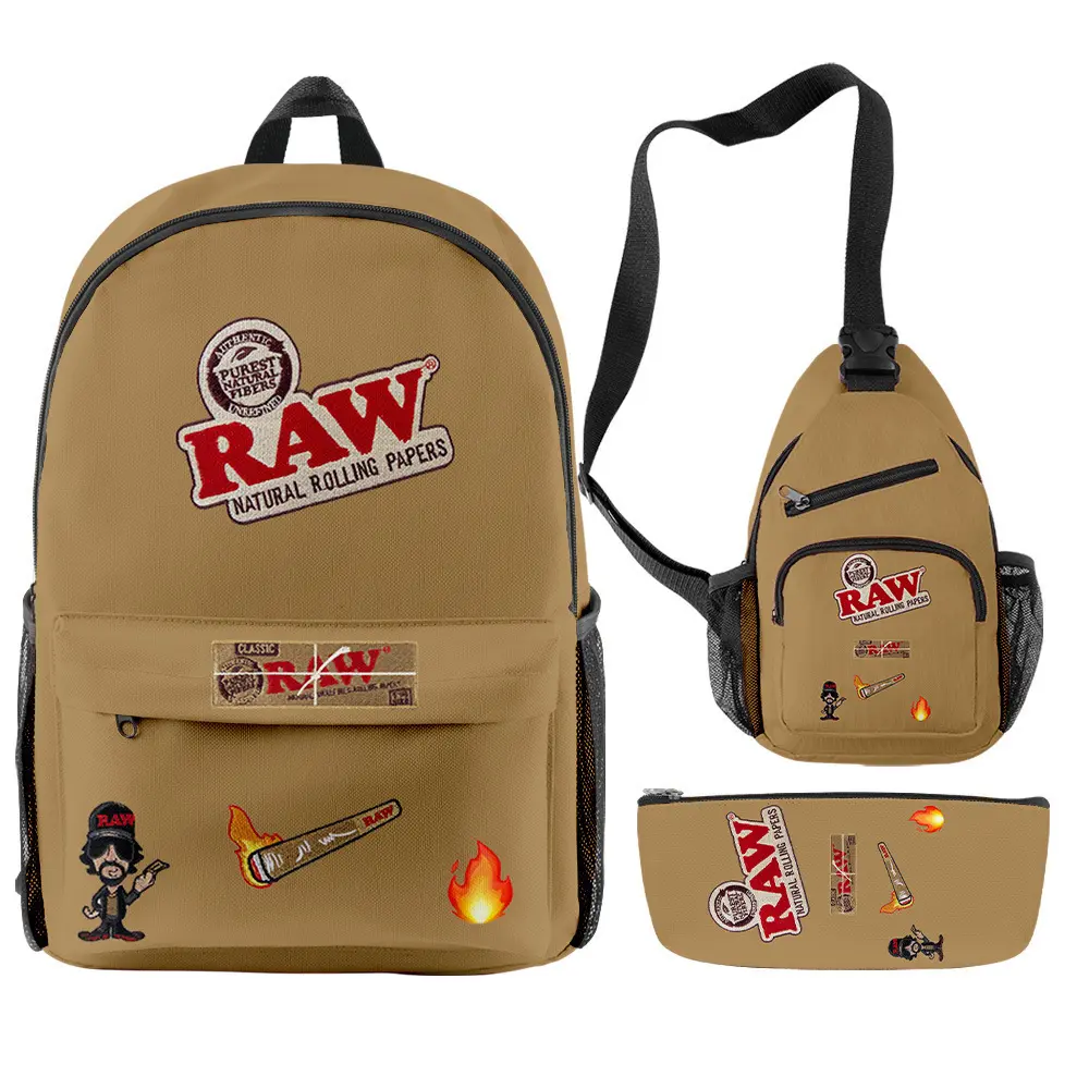 Wholesale smell proof custom logo Raw Runtz Backwoods School Bag For teen onesie bookbags set 3 pcs backwoods backpack