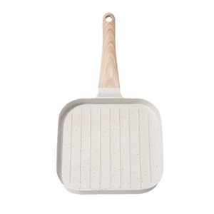 Ahşap saplı sıcak satış kare döküm alüminyum barbekü izgara tava kavurma sığır biftek indüksiyon alt biftek kızartma tavası - Product Image 3