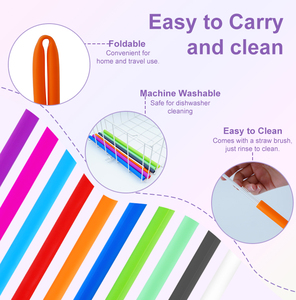 <strong>10mm</strong> Long Colorful Silicone <strong>Straw</strong> BPA Free Easy-to-clean Kids Silicone <strong>Straw</strong>