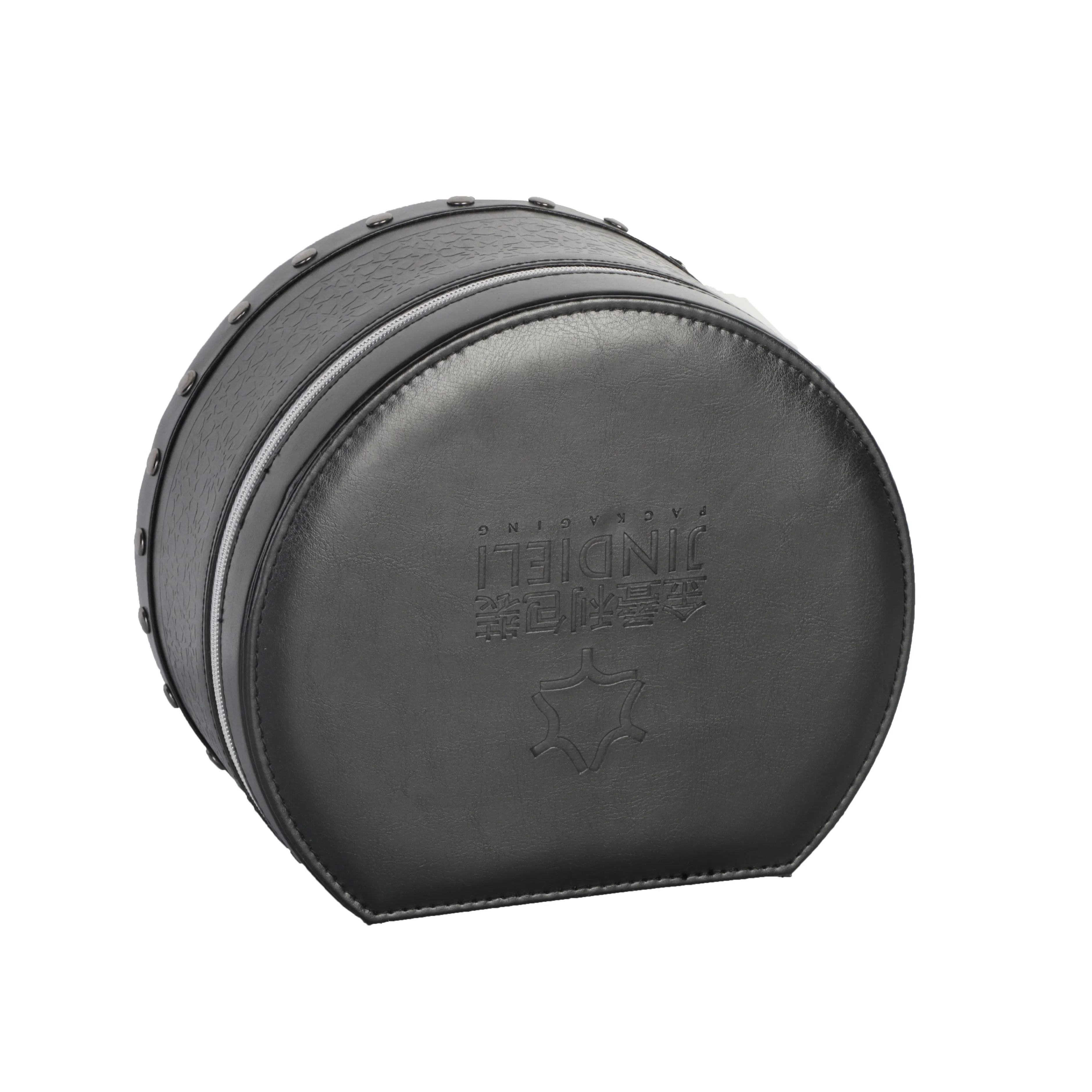 黒特殊形状香水包装箱PUレザーフラップ半円固体香水箱工場直販カスタマイズ