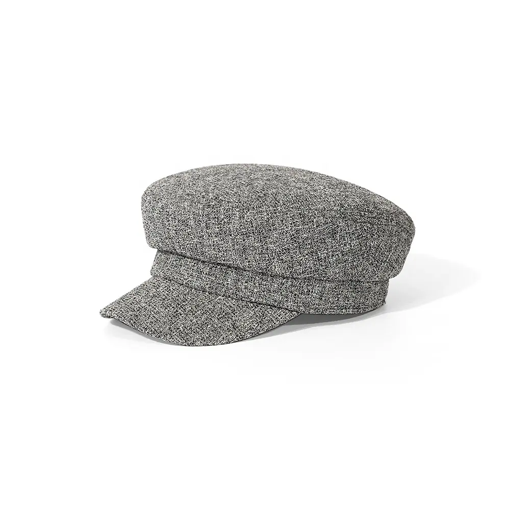 Berretto da berretto ricamato di design personalizzato blu Navy cappello da marinaio capitano in feltro Flat Top bunnet tsby berretto