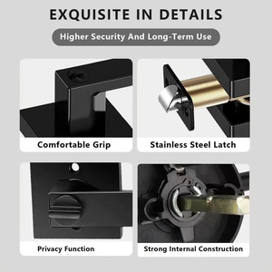 2025 chống trộm không thấm nước hợp kim kẽm khóa cửa thiết lập keyed LEVER Matt màu đen kết thúc bền riêng tư cửa xử lý có tính năng 3 phím - Product Image 3