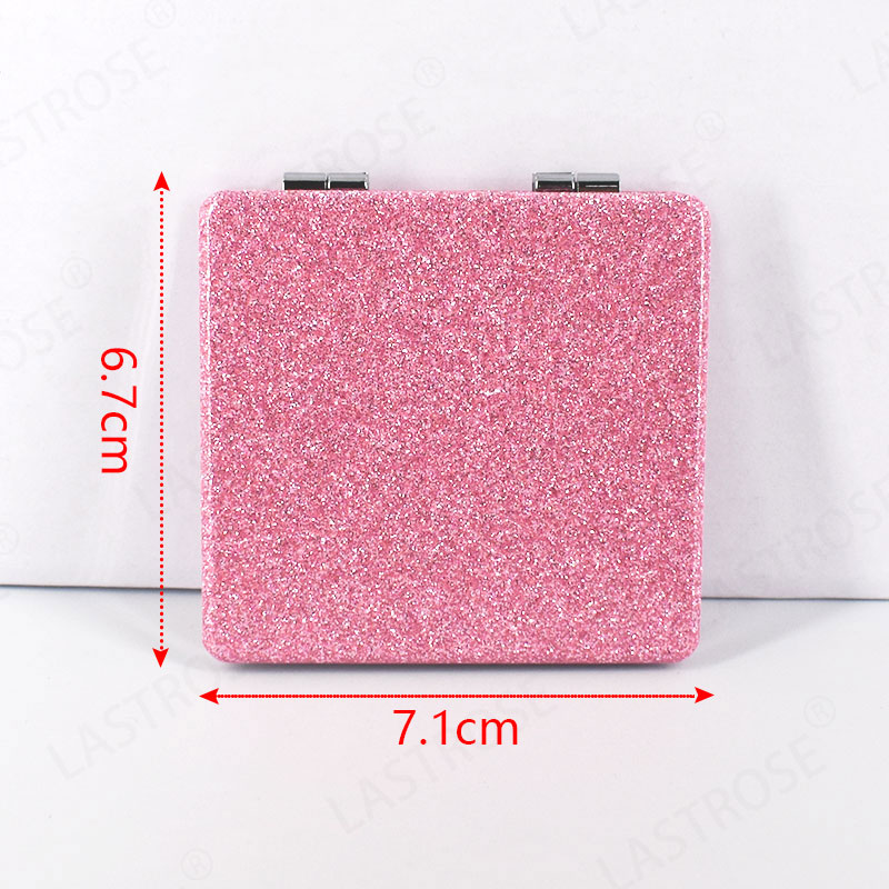 Specchio quadrato rosa glitter 6.7*7.1cm