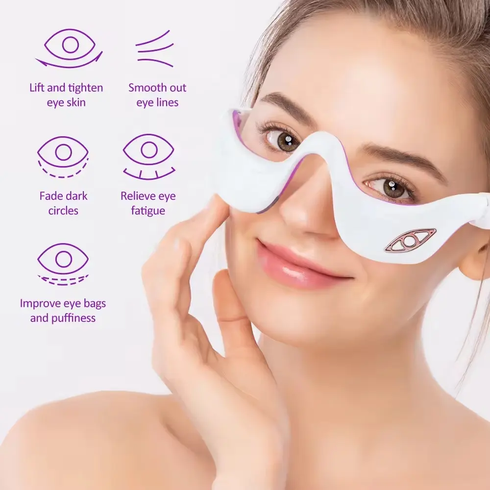 Nuevos productos 2024 Mini vibración calentada 3D Ems masajeador debajo de los ojos para bolsa de ojos y masaje Facial reduce la hinchazón