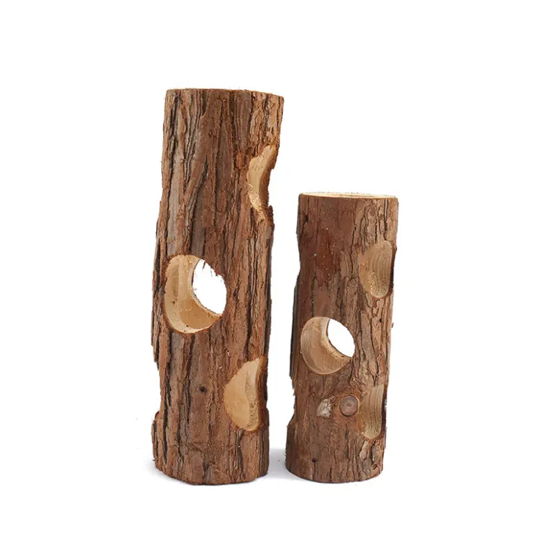 Brun naturel En Bois Hamster Souris Accessoires Tunnel Tube Jouet Forêt Creux Tronc D'arbre