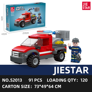 JIESTAR Top Sell Small Cheap City Series Fire Rescue Command Vehicle Fire Boat Helicóptero Fire Engine Modelo Building Block Set