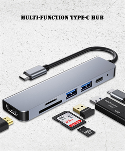 6 in 1 <strong>USB</strong> Type C Hub Adapter with 4K HDMI Multiport Card Reader USB3.0 TF PD SD Reader All in One for <strong>PC</strong> Computer Accessories - Product Image 2