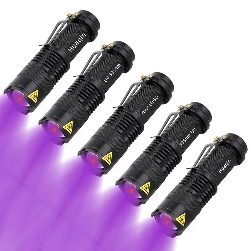 Ultra Violet ไฟฉายสีดำ395nm Mini LED ไฟฉาย LED กันน้ำแบบพกพา SK68 UV-การออกแบบ Zoomable 3โหมด ZOOM ไฟฉาย
