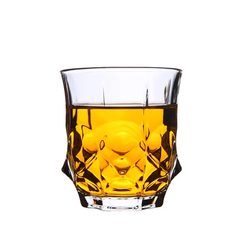Luxury Clear 310ml Engraving Eight Corner Whiskey Glass Cup Old Fashioned Glass Rock Glass For Cold Whiskey Drinking