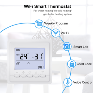 最新の家庭用サーモスタットTuya WiFi付きデジタル水温制御サーモスタットプログラム水暖房用サーモスタット - Product Image 1