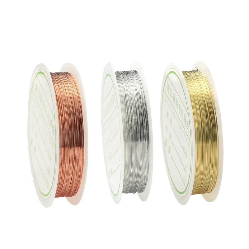 Cable de cobre plateado/dorado/rosa para pulsera y collar, cordón de joyería para fabricación de manualidades, de 0,2-1mm