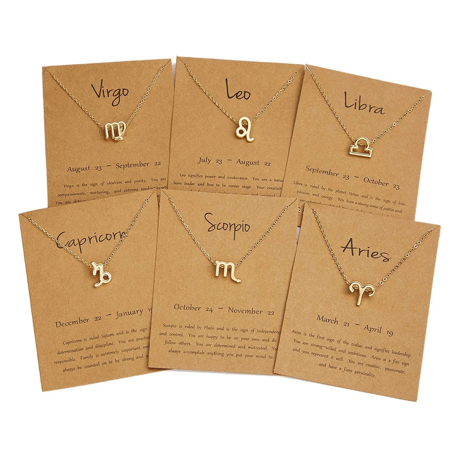 Mode-sieraden Cadeau Vrouwen Hanger 12 Zodiac Teken Sterrenbeelden Legering Ketting Met Card Pakket//