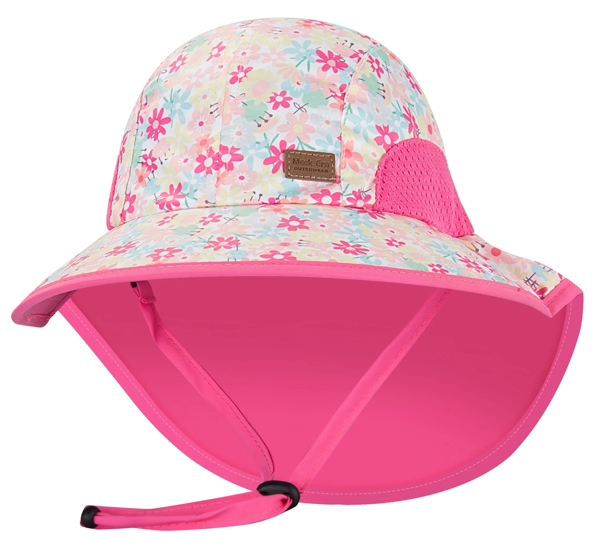 All'ingrosso cappello da sole in morbido Nylon traspirante per bambini estivo colorato da spiaggia regolabile cappello di protezione solare per bambini con patta sul collo