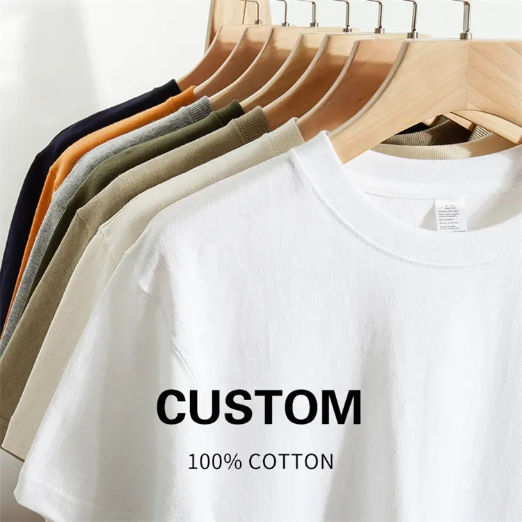 T-shirt da uomo in cotone pesante in cotone bianco bianco a buon mercato design all'ingrosso