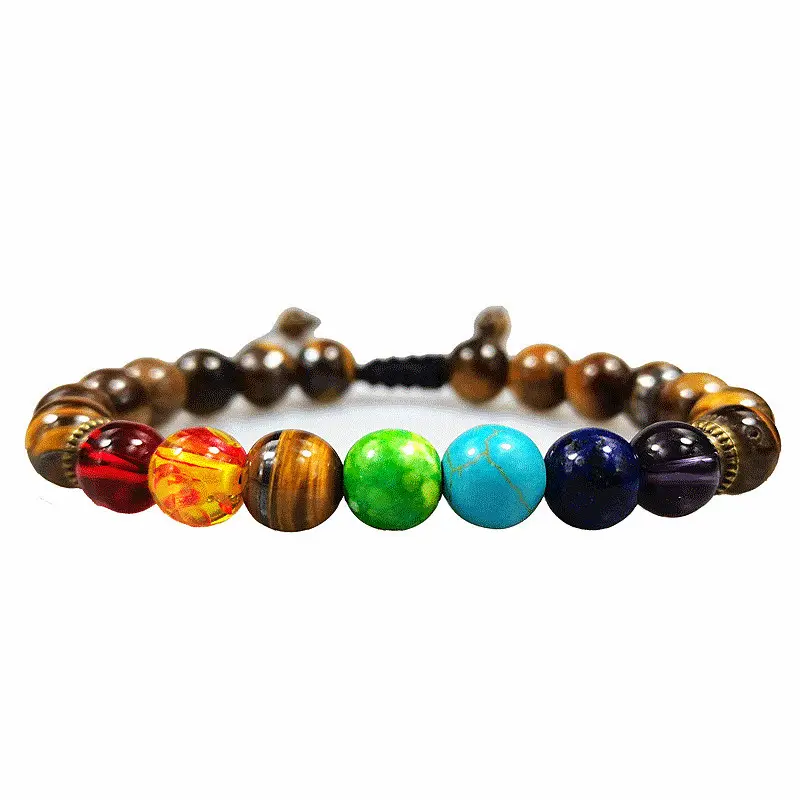 8mm Yoga Black vulcanic Stone Natural Healing Balance Beads bracciali diffusore di Lava 7 Chakra bracciale
