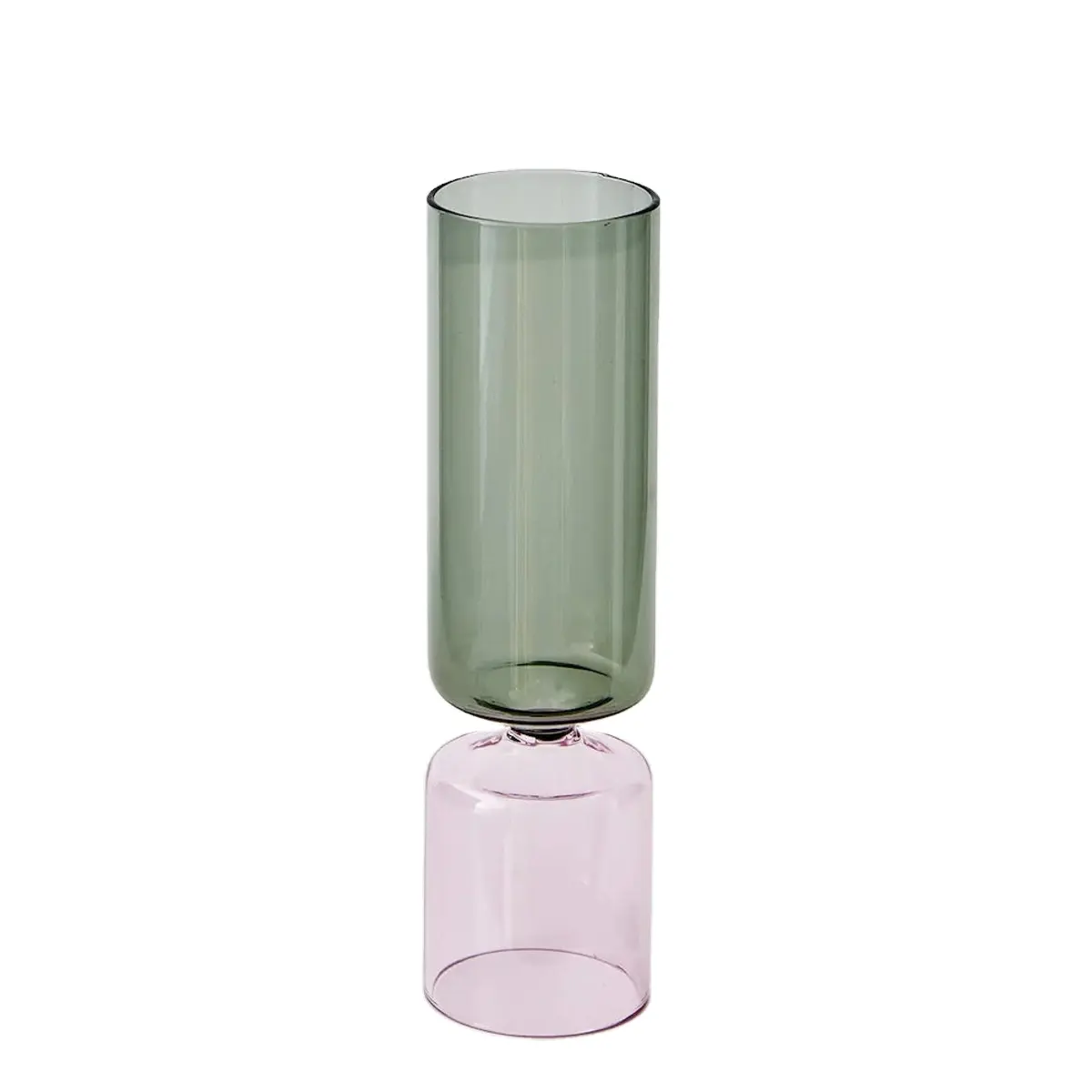Vaso da fiori in vetro alto bicolore borosilicato fatto a mano vaso in tubo di vetro cilindrico colorato per la decorazione del soggiorno del Desktop dell'ufficio domestico