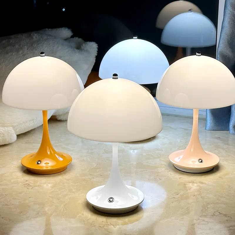Lampu meja LED, bentuk bunga jamur bisa diisi ulang untuk kamar tidur, lampu malam sentuh, dekorasi Modern sederhana