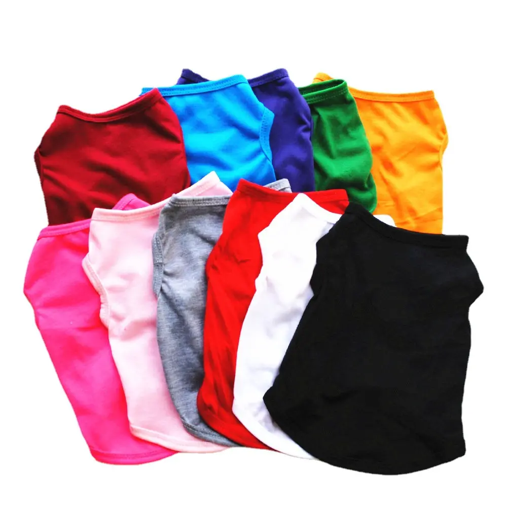 Good quality summer dog clothes multi colors blank dog shirts plain pet dog shirt for cats