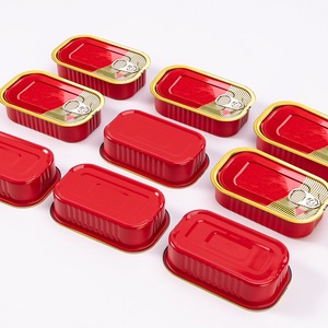 定制标志矩形鱼锡罐空金属盒沙丁鱼金枪鱼容易打开 - Product Image 3
