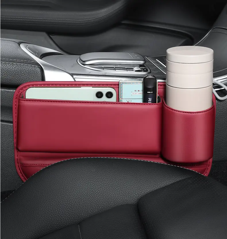 Organizzatore Auto sedile anteriore e scatola portaoggetti Console in pelle PU Auto Premium con portabicchieri