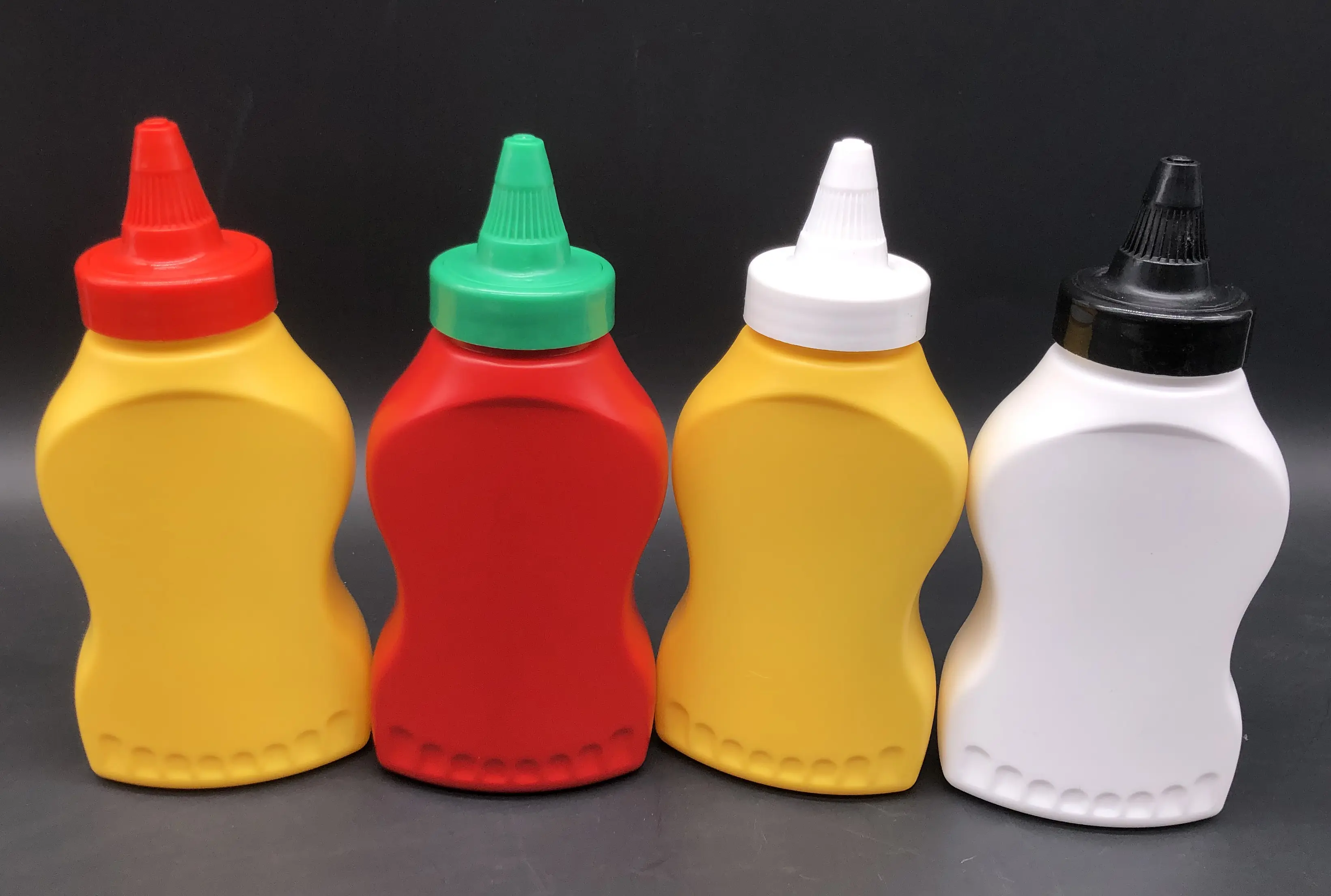 PE 220ml פלסטיק שטוח קטשופ בקבוקי לסחוט רוטב בקבוקים