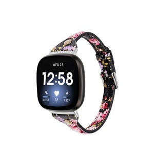 Fitbit Versa 3 Sense经典t形第一层牛皮超薄皮革表带带铆钉智能手镯更换表带 - Product Image 2