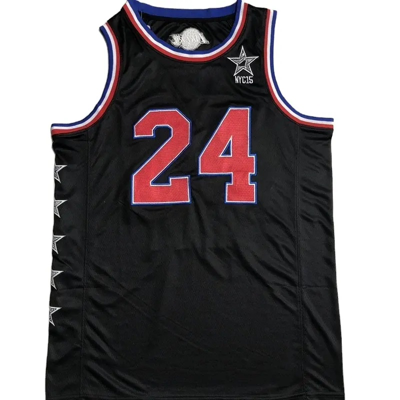 Camiseta de baloncesto de malla, talla 24, 60 ° aniversario, profesional, versión bordada en inglés, Retro, venta al por mayor