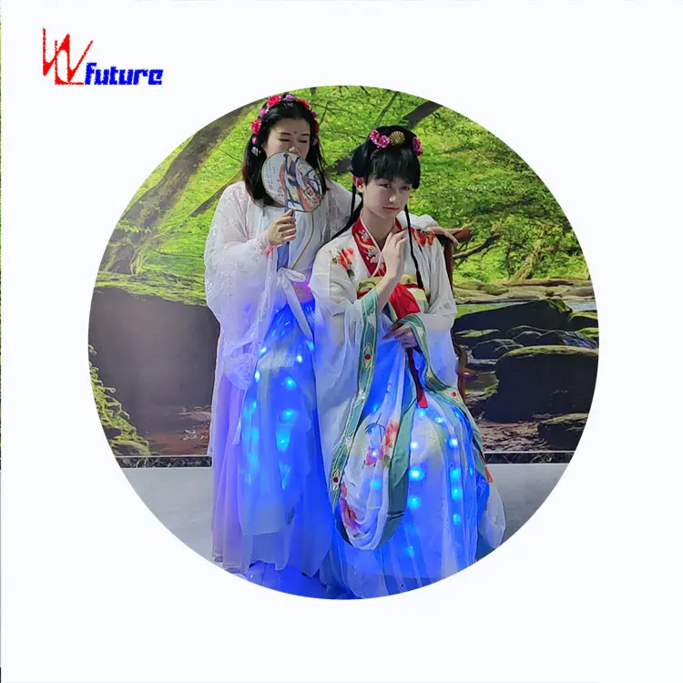 Ropa tradicional china programable con luces LED incorporadas Trajes de actuación iluminados para espectáculos de escenario