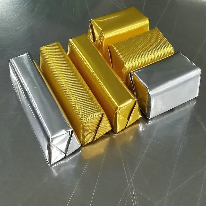 Composite tinfoil gold silver front aluminum foil back white paper chocolate gum fruit folding cigarette packaging