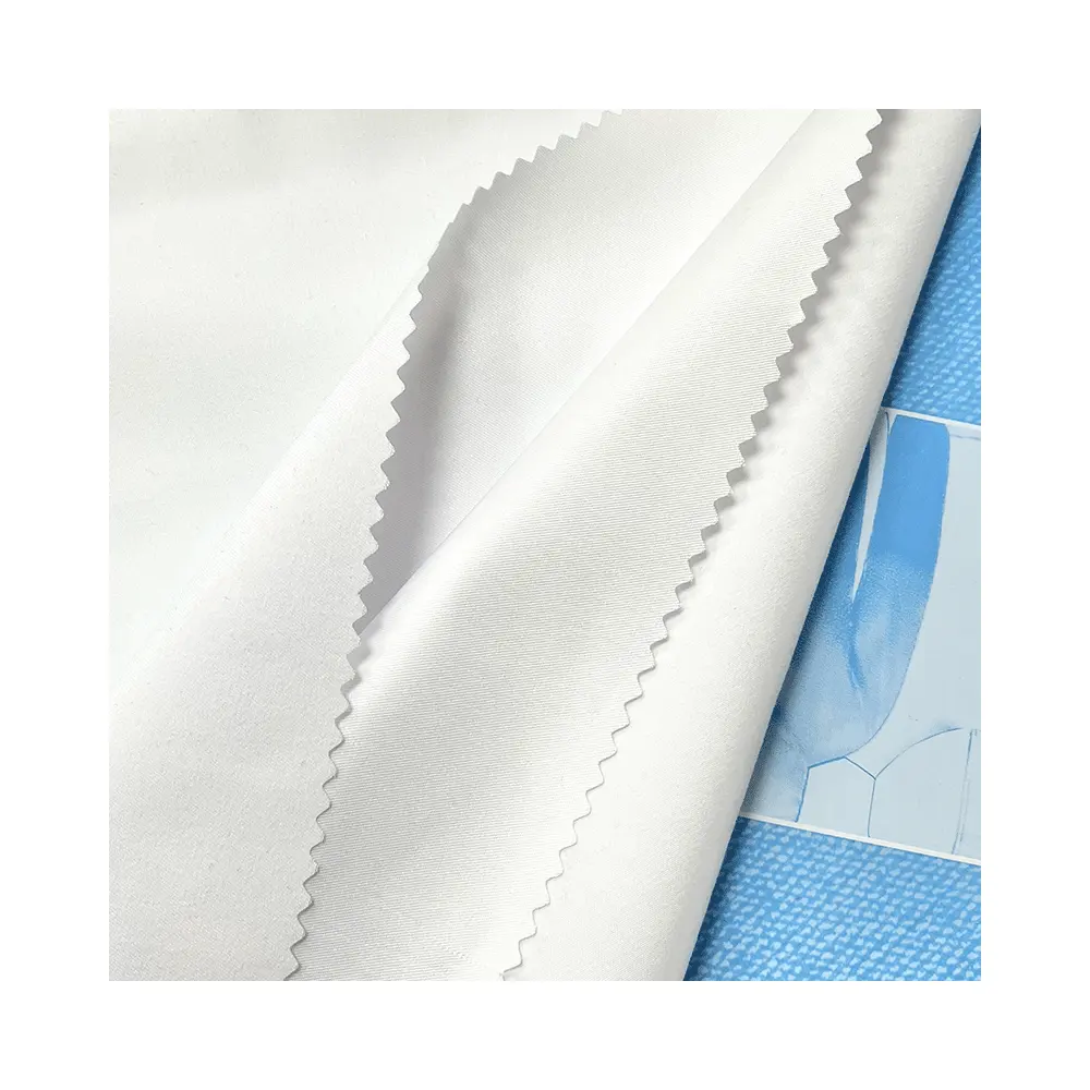 Tissu de peau de pêche en polyester recyclé 125gsm Doublure de chemise Vêtements médicaux Tissu écologique en polyester recyclé