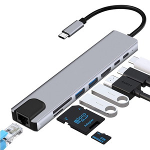 Fabbrica di tendenza multiporta HUB USB C 8 in 1 RJ45 Ethernet 100M Docking Station per dispositivi di tipo C PC computer portatili Smartphone - Product Image 1
