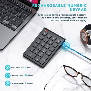 Rechargeable Wireless <strong>Numeric</strong> <strong>Keypad</strong> BT Number Pad Slim 22-Keys External Numpad <strong>Keyboard</strong> Data Entry - Product Image 4