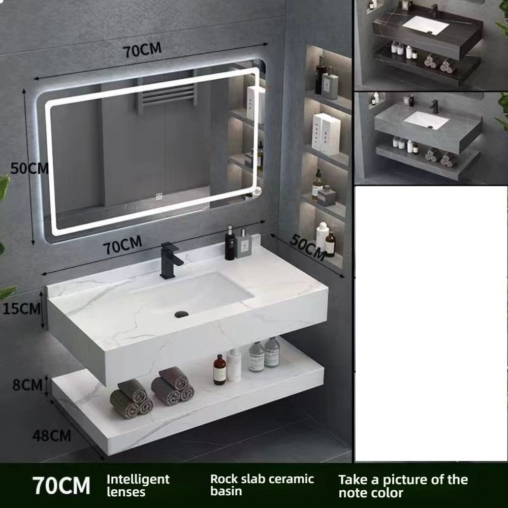 Vasque suspendue double couche de 70 cm avec miroir intelligent