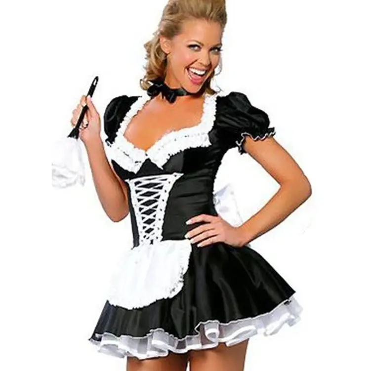 Sexy Kostüme Frauen nacht French Maid Cosplay Kostüm für Halloween Gothic Sweet Lolita Kleid