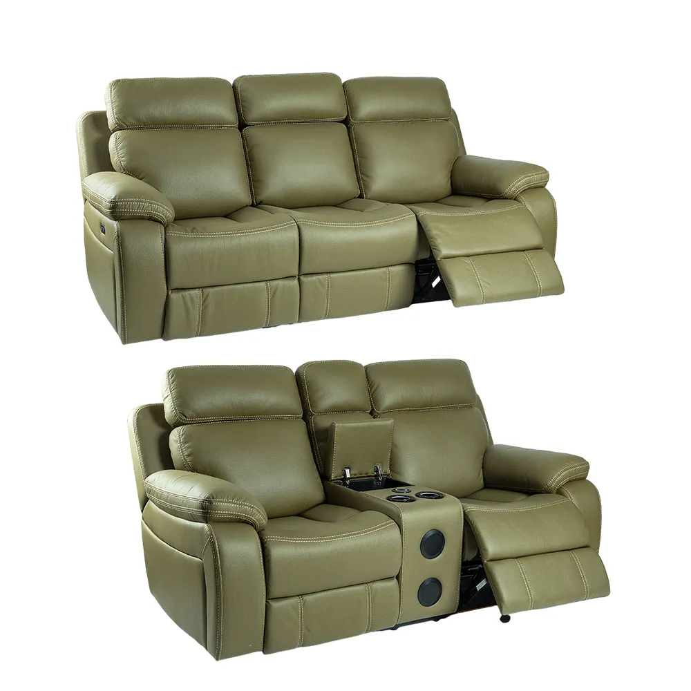 Juego de sofás reclinables de esponja de alta densidad VANBOW de 2 + 3 asientos con carga inalámbrica/altavoz/portavasos inteligente/luz de lectura