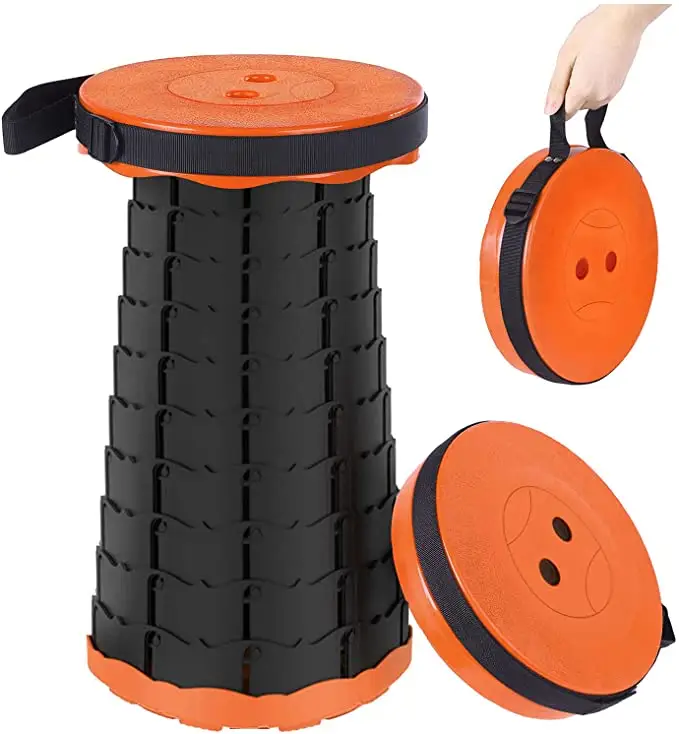 Stool dobrável portátil, estilo de vida, atualizado, leve e resistente, retrátil, telescópico