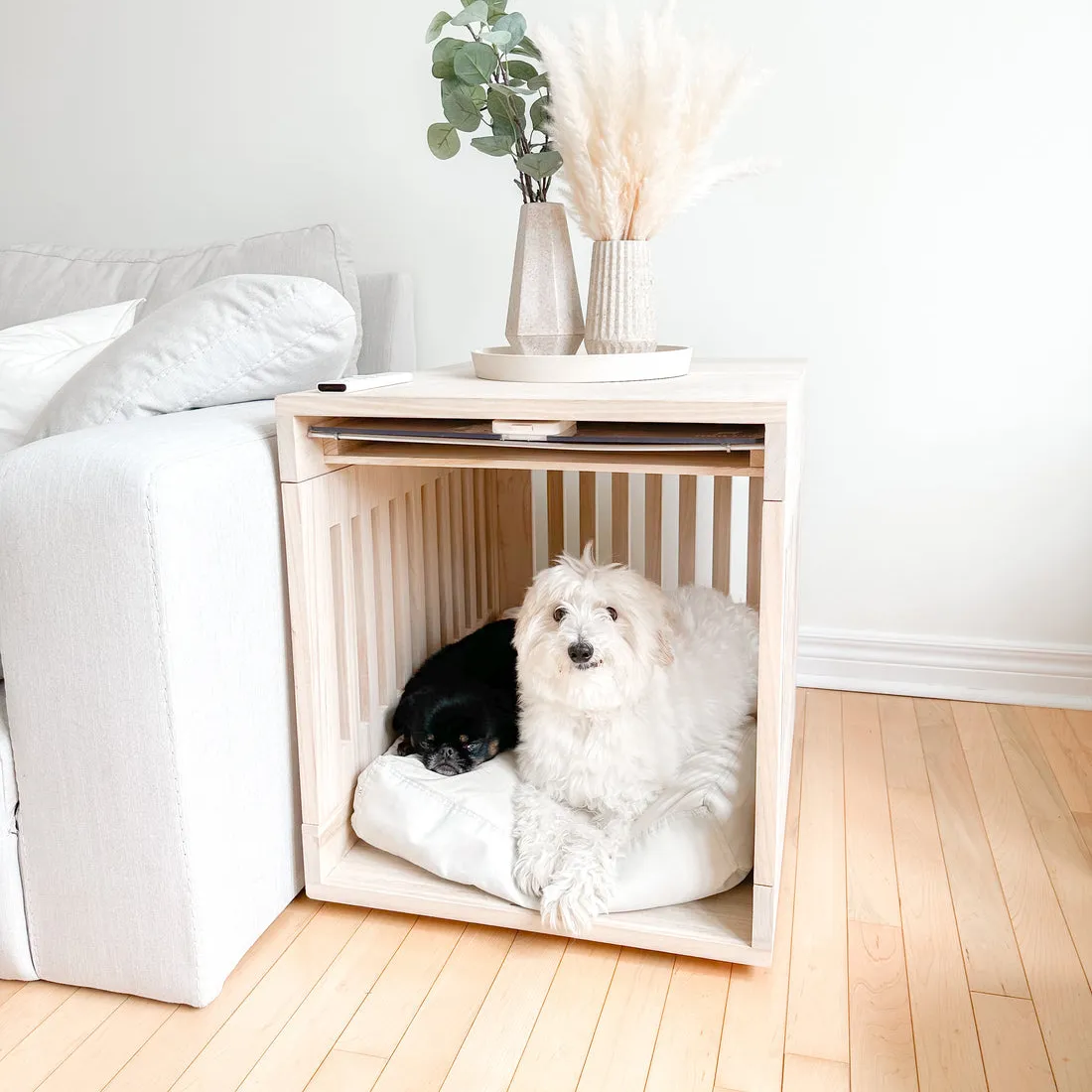 Gizli kapı tasarımı köpek sandık mobilya ahşap köpek kulübesi mobilya sonu masa kapalı köpek evi