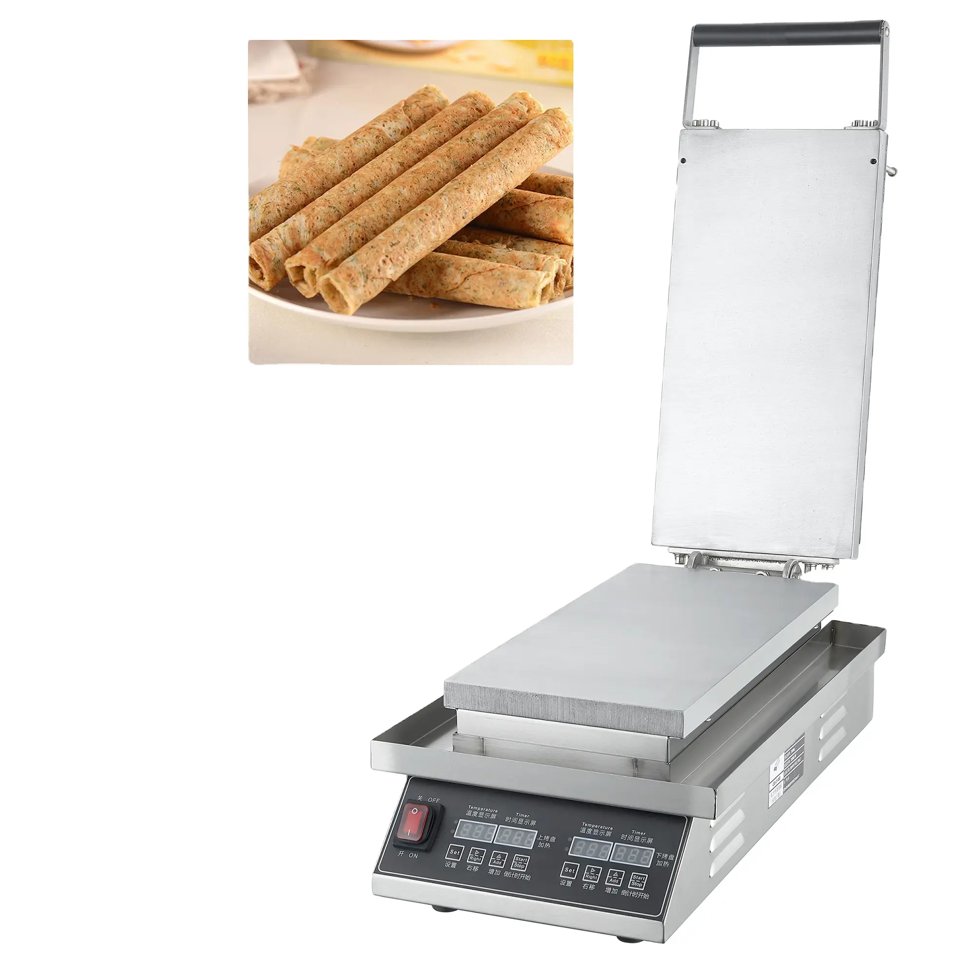 Ticari paslanmaz çelik çin sigara böreği peynir yumurta rulo makinesi makine gözleme no-sopa pan