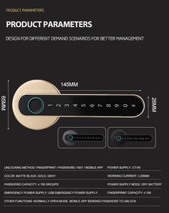 Sinovo Tuya APP Palanca DE SEGURIDAD Código de reconocimiento de huellas dactilares sin llave Teclado Cerradura de manija de puerta con código Scramble para anti-Peep - Product Image 6