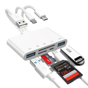5合1存储卡读卡器USB OTG适配器和sd卡读卡器，适用于iPhone USB C和USB a设备，具有Micro SD和sd卡插槽 - Product Image 1